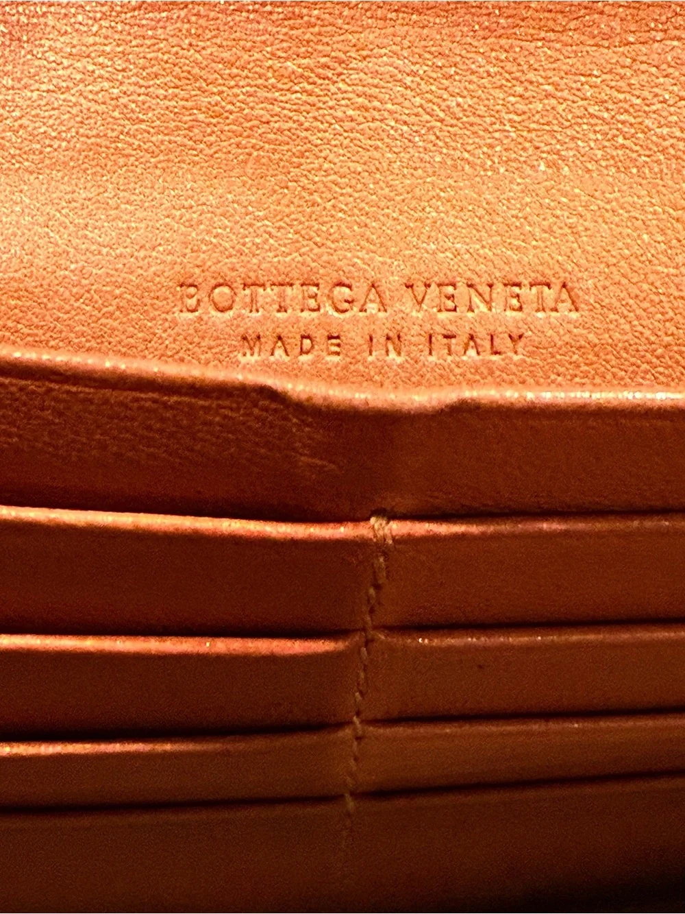 Bottega Veneta Woven Leather Clutch Wallet in Rust